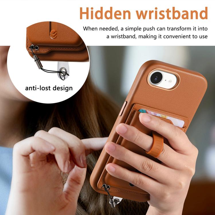 Capa de Telemóvel com Bolsa Magnética Destacável para Cartões, Anel de Dedo e Corda Anti-perda, Para iPhone 17e / 16e, Para iPhone 17 Pro Max, Para iPhone 17 Pro, Para iPhone 17, Para iPhone Air, Para iPhone 16 Plus