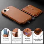 Capa de Telemóvel com Bolsa Magnética Destacável para Cartões, Anel de Dedo e Corda Anti-perda, Para iPhone 17e / 16e, Para iPhone 17 Pro Max, Para iPhone 17 Pro, Para iPhone 17, Para iPhone Air, Para iPhone 16 Plus