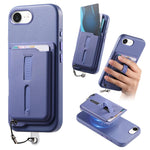 Capa de Telemóvel com Bolsa Magnética Destacável para Cartões, Anel de Dedo e Corda Anti-perda, Para iPhone 17e / 16e, Para iPhone 17 Pro Max, Para iPhone 17 Pro, Para iPhone 17, Para iPhone Air, Para iPhone 16 Plus