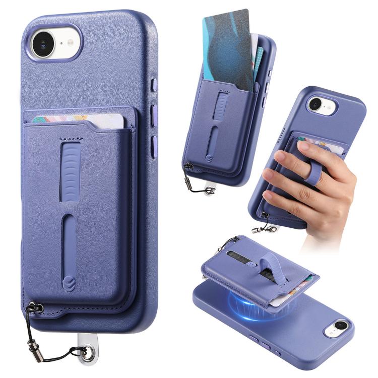 Capa de Telemóvel com Bolsa Magnética Destacável para Cartões, Anel de Dedo e Corda Anti-perda, Para iPhone 17e / 16e, Para iPhone 17 Pro Max, Para iPhone 17 Pro, Para iPhone 17, Para iPhone Air, Para iPhone 16 Plus