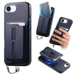 Capa de Telemóvel com Bolsa Magnética Destacável para Cartões, Anel de Dedo e Corda Anti-perda, Para iPhone 17e / 16e, Para iPhone 17 Pro Max, Para iPhone 17 Pro, Para iPhone 17, Para iPhone Air, Para iPhone 16 Plus