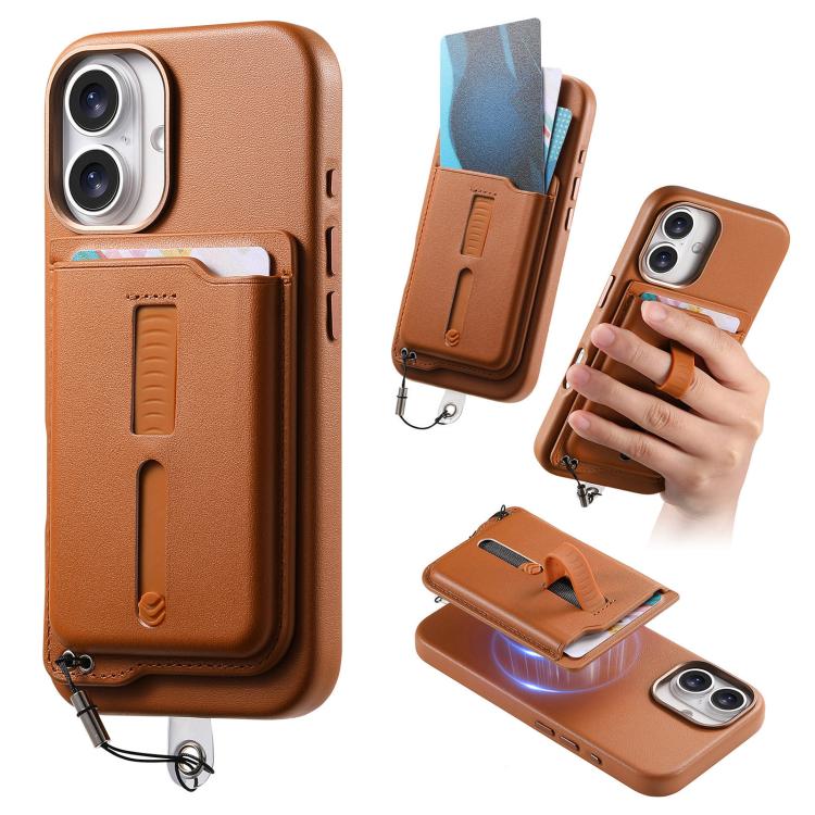 Capa de Telemóvel com Bolsa Magnética Destacável para Cartões, Anel de Dedo e Corda Anti-perda, Para iPhone 17e / 16e, Para iPhone 17 Pro Max, Para iPhone 17 Pro, Para iPhone 17, Para iPhone Air, Para iPhone 16 Plus