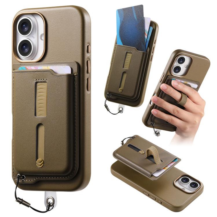 Capa de Telemóvel com Bolsa Magnética Destacável para Cartões, Anel de Dedo e Corda Anti-perda, Para iPhone 17e / 16e, Para iPhone 17 Pro Max, Para iPhone 17 Pro, Para iPhone 17, Para iPhone Air, Para iPhone 16 Plus