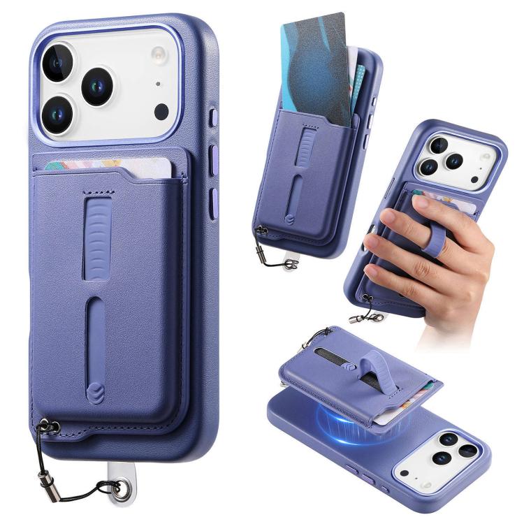Capa de Telemóvel com Bolsa Magnética Destacável para Cartões, Anel de Dedo e Corda Anti-perda, Para iPhone 17e / 16e, Para iPhone 17 Pro Max, Para iPhone 17 Pro, Para iPhone 17, Para iPhone Air, Para iPhone 16 Plus