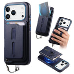 Capa de Telemóvel com Bolsa Magnética Destacável para Cartões, Anel de Dedo e Corda Anti-perda, Para iPhone 17e / 16e, Para iPhone 17 Pro Max, Para iPhone 17 Pro, Para iPhone 17, Para iPhone Air, Para iPhone 16 Plus