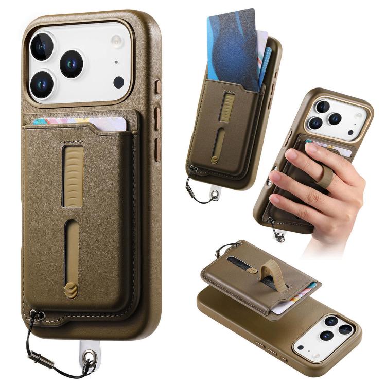 Capa de Telemóvel com Bolsa Magnética Destacável para Cartões, Anel de Dedo e Corda Anti-perda, Para iPhone 17e / 16e, Para iPhone 17 Pro Max, Para iPhone 17 Pro, Para iPhone 17, Para iPhone Air, Para iPhone 16 Plus