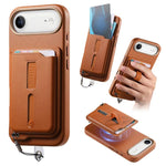 Capa de Telemóvel com Bolsa Magnética Destacável para Cartões, Anel de Dedo e Corda Anti-perda, Para iPhone 17e / 16e, Para iPhone 17 Pro Max, Para iPhone 17 Pro, Para iPhone 17, Para iPhone Air, Para iPhone 16 Plus