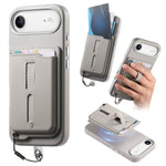 Capa de Telemóvel com Bolsa Magnética Destacável para Cartões, Anel de Dedo e Corda Anti-perda, Para iPhone 17e / 16e, Para iPhone 17 Pro Max, Para iPhone 17 Pro, Para iPhone 17, Para iPhone Air, Para iPhone 16 Plus