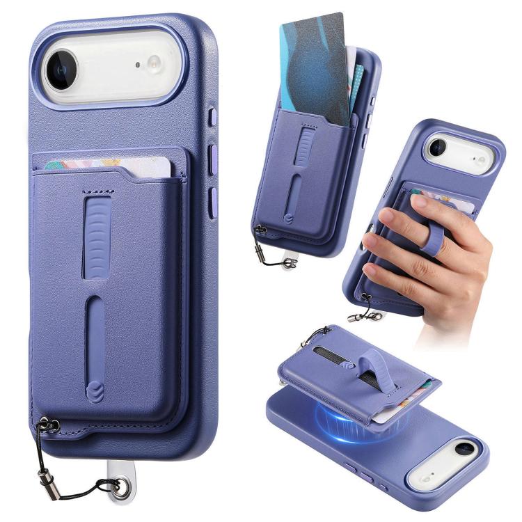 Capa de Telemóvel com Bolsa Magnética Destacável para Cartões, Anel de Dedo e Corda Anti-perda, Para iPhone 17e / 16e, Para iPhone 17 Pro Max, Para iPhone 17 Pro, Para iPhone 17, Para iPhone Air, Para iPhone 16 Plus
