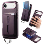 Capa de Telemóvel com Bolsa Magnética Destacável para Cartões, Anel de Dedo e Corda Anti-perda, Para iPhone 17e / 16e, Para iPhone 17 Pro Max, Para iPhone 17 Pro, Para iPhone 17, Para iPhone Air, Para iPhone 16 Plus