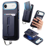 Capa de Telemóvel com Bolsa Magnética Destacável para Cartões, Anel de Dedo e Corda Anti-perda, Para iPhone 17e / 16e, Para iPhone 17 Pro Max, Para iPhone 17 Pro, Para iPhone 17, Para iPhone Air, Para iPhone 16 Plus