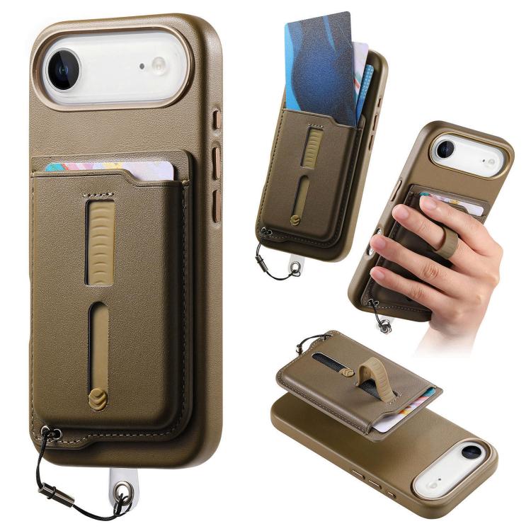 Capa de Telemóvel com Bolsa Magnética Destacável para Cartões, Anel de Dedo e Corda Anti-perda, Para iPhone 17e / 16e, Para iPhone 17 Pro Max, Para iPhone 17 Pro, Para iPhone 17, Para iPhone Air, Para iPhone 16 Plus