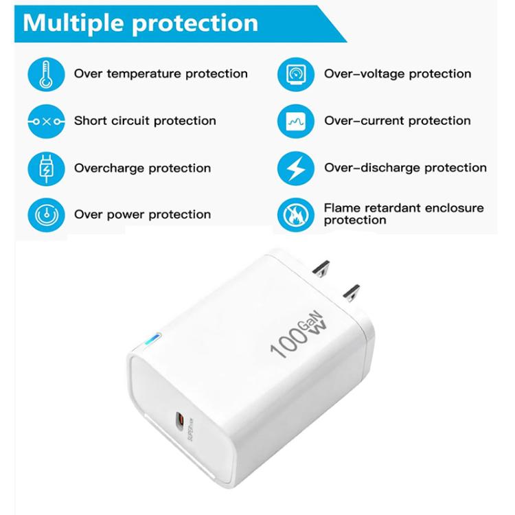 Carregador TE-PD46 GaN 100W PD 45W Protocolo Totalmente Compatível, Ficha US