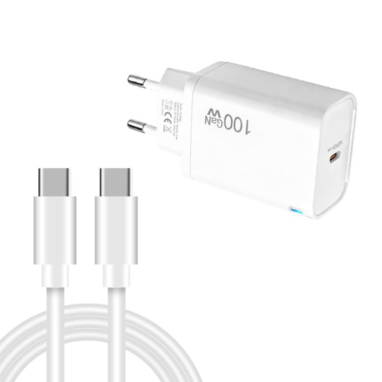 Carregador TE-PD46 GaN 100W PD 45W Totalmente Compatível com Cabo de Dados Type-C para Type-C, Ficha UE
