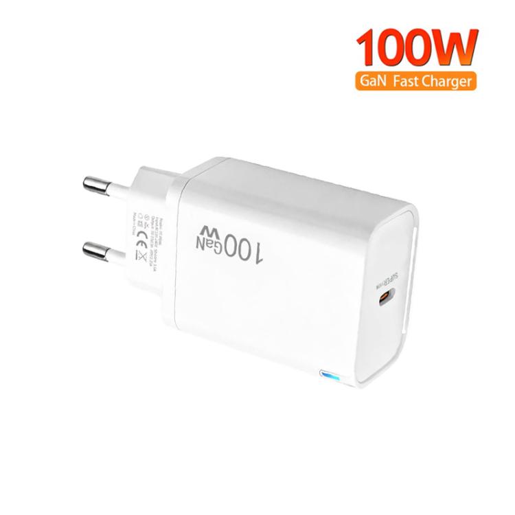 Carregador TE-PD46 GaN 100W PD 45W Totalmente Compatível com Cabo de Dados Type-C para Type-C, Ficha UE
