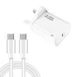 Carregador TE-PD46 GaN 100W PD 45W Totalmente Compatível com Cabo de Dados Type-C para Type-C, Ficha UK