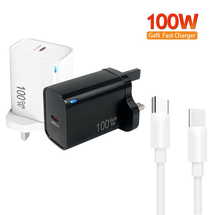 Carregador TE-PD46 GaN 100W PD 45W Totalmente Compatível com Cabo de Dados Type-C para Type-C, Ficha UK