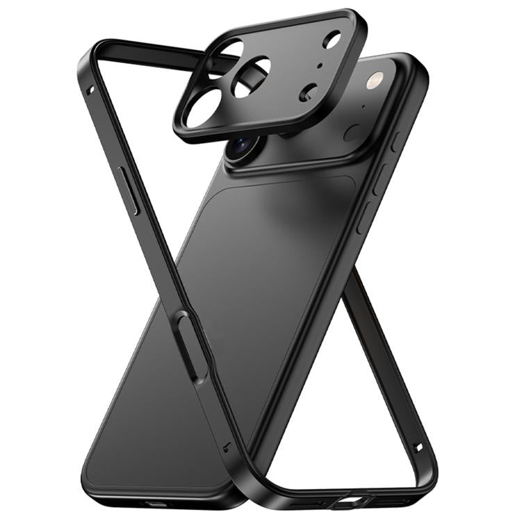 Capa de telemóvel fina com moldura em liga de alumínio, borda em silicone híbrido e moldura metálica para lente, Para iPhone 17 Pro Max, Para iPhone 17 Pro