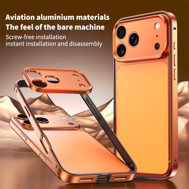 Capa de telemóvel fina com moldura em liga de alumínio, borda em silicone híbrido e moldura metálica para lente, Para iPhone 17 Pro Max, Para iPhone 17 Pro