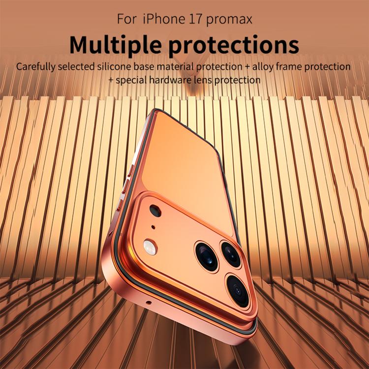 Capa de telemóvel fina com moldura em liga de alumínio, borda em silicone híbrido e moldura metálica para lente, Para iPhone 17 Pro Max, Para iPhone 17 Pro
