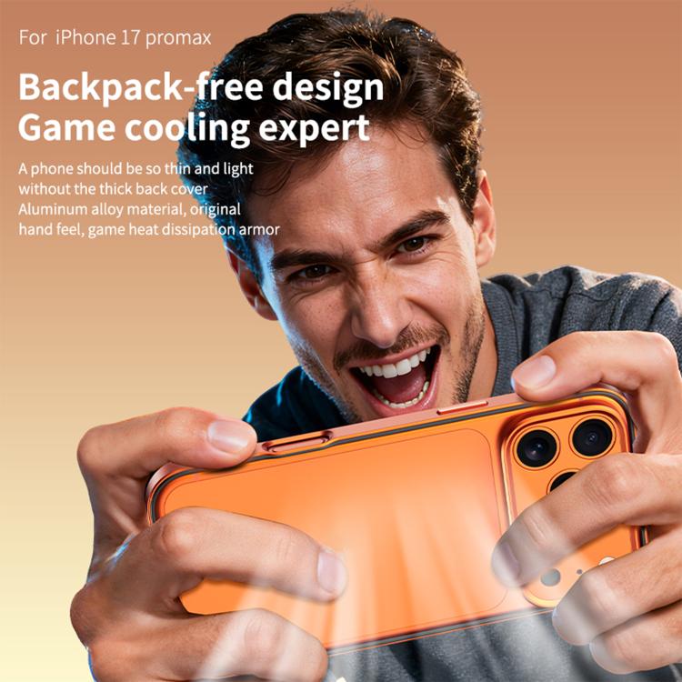 Capa de telemóvel fina com moldura em liga de alumínio, borda em silicone híbrido e moldura metálica para lente, Para iPhone 17 Pro Max, Para iPhone 17 Pro