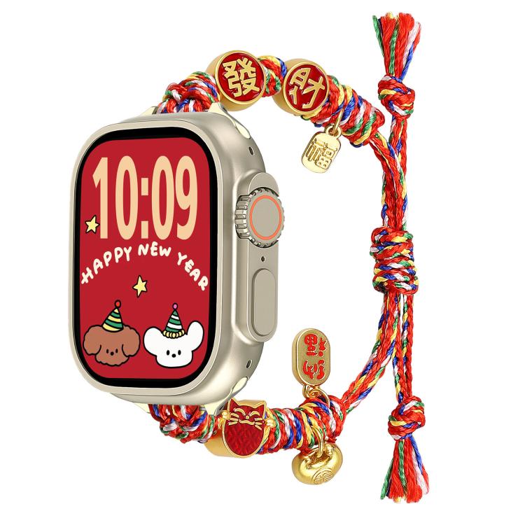 New Year Beaded Rope Braided Watch Band, For Apple Watch 46mm / 49mm / 45mm / 44mm, For Apple Watch 42mm / 41mm / 40mm / 38mm