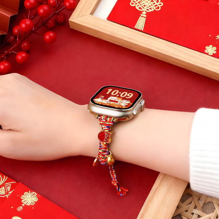 New Year Beaded Rope Braided Watch Band, For Apple Watch 46mm / 49mm / 45mm / 44mm, For Apple Watch 42mm / 41mm / 40mm / 38mm