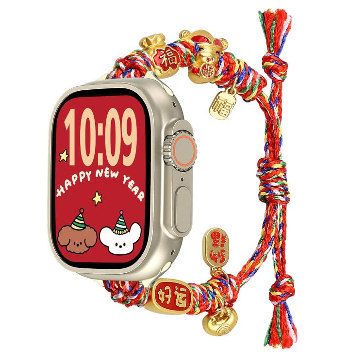 New Year Beaded Rope Braided Watch Band, For Apple Watch 46mm / 49mm / 45mm / 44mm, For Apple Watch 42mm / 41mm / 40mm / 38mm
