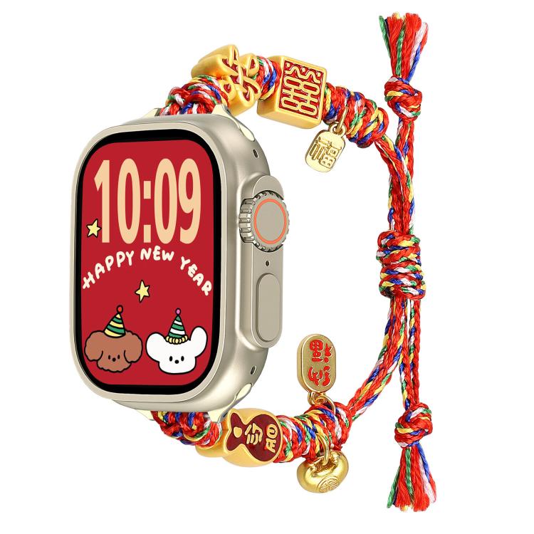 New Year Beaded Rope Braided Watch Band, For Apple Watch 46mm / 49mm / 45mm / 44mm, For Apple Watch 42mm / 41mm / 40mm / 38mm