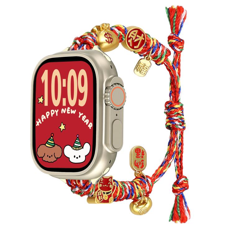 New Year Beaded Rope Braided Watch Band, For Apple Watch 46mm / 49mm / 45mm / 44mm, For Apple Watch 42mm / 41mm / 40mm / 38mm