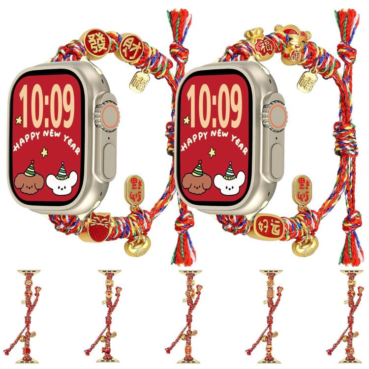 New Year Beaded Rope Braided Watch Band, For Apple Watch 46mm / 49mm / 45mm / 44mm, For Apple Watch 42mm / 41mm / 40mm / 38mm