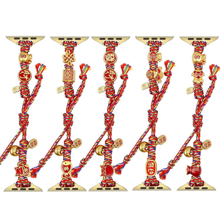 New Year Beaded Rope Braided Watch Band, For Apple Watch 46mm / 49mm / 45mm / 44mm, For Apple Watch 42mm / 41mm / 40mm / 38mm
