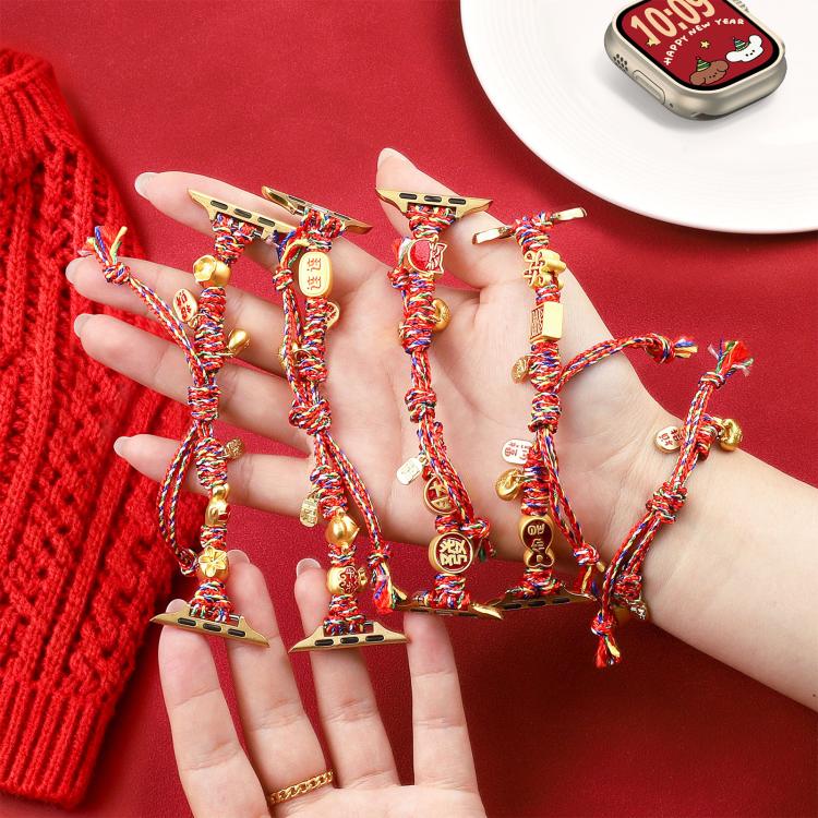 New Year Beaded Rope Braided Watch Band, For Apple Watch 46mm / 49mm / 45mm / 44mm, For Apple Watch 42mm / 41mm / 40mm / 38mm