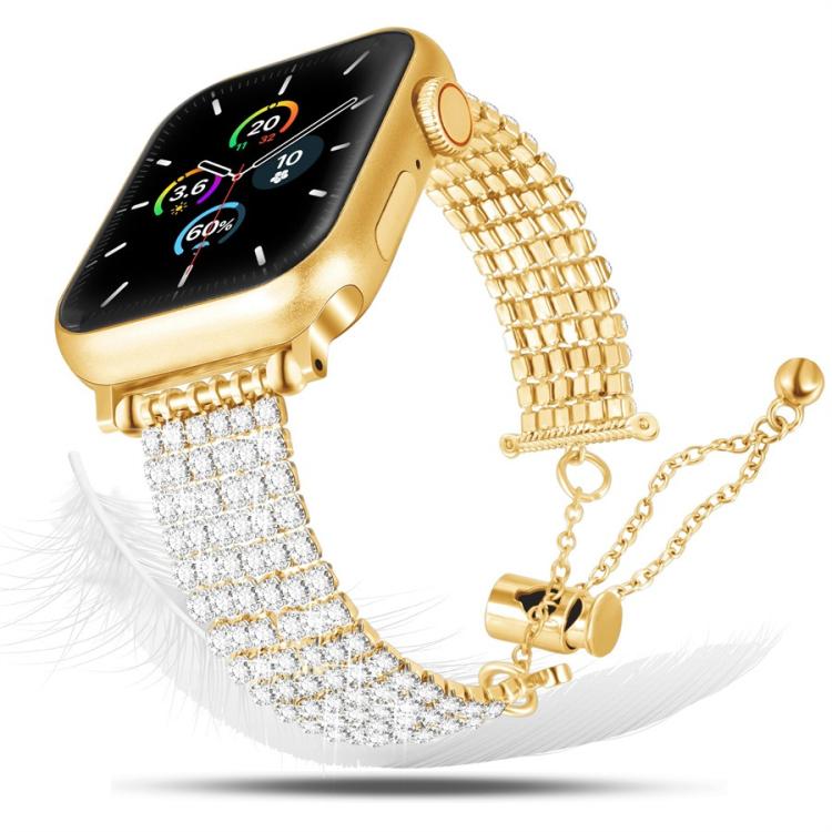 Correia de Relógio Metálica com Corrente e Fecho de Diamante de Luxo, Para Apple Watch 46mm / 49mm / 45mm / 44mm, Para Apple Watch 42mm / 41mm / 40mm / 38mm