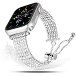 Correia de Relógio Metálica com Corrente e Fecho de Diamante de Luxo, Para Apple Watch 46mm / 49mm / 45mm / 44mm, Para Apple Watch 42mm / 41mm / 40mm / 38mm