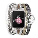 Correia de Relógio em Pele Genuína Metálica com Pendente Árvore da Vida, Para Apple Watch 46mm / 49mm / 45mm / 44mm, Para Apple Watch 42mm / 41mm / 40mm / 38mm