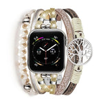 Correia de Relógio em Pele Genuína Metálica com Pendente Árvore da Vida, Para Apple Watch 46mm / 49mm / 45mm / 44mm, Para Apple Watch 42mm / 41mm / 40mm / 38mm