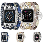 Correia de Relógio em Pele Genuína Metálica com Pendente Árvore da Vida, Para Apple Watch 46mm / 49mm / 45mm / 44mm, Para Apple Watch 42mm / 41mm / 40mm / 38mm