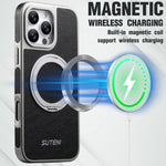 Capa para telemóvel Suteni G6 com textura Crazy Horse, suporte magnético rotativo 360 eletroplatinado, para iPhone 13 Pro Max, para iPhone 13 Pro