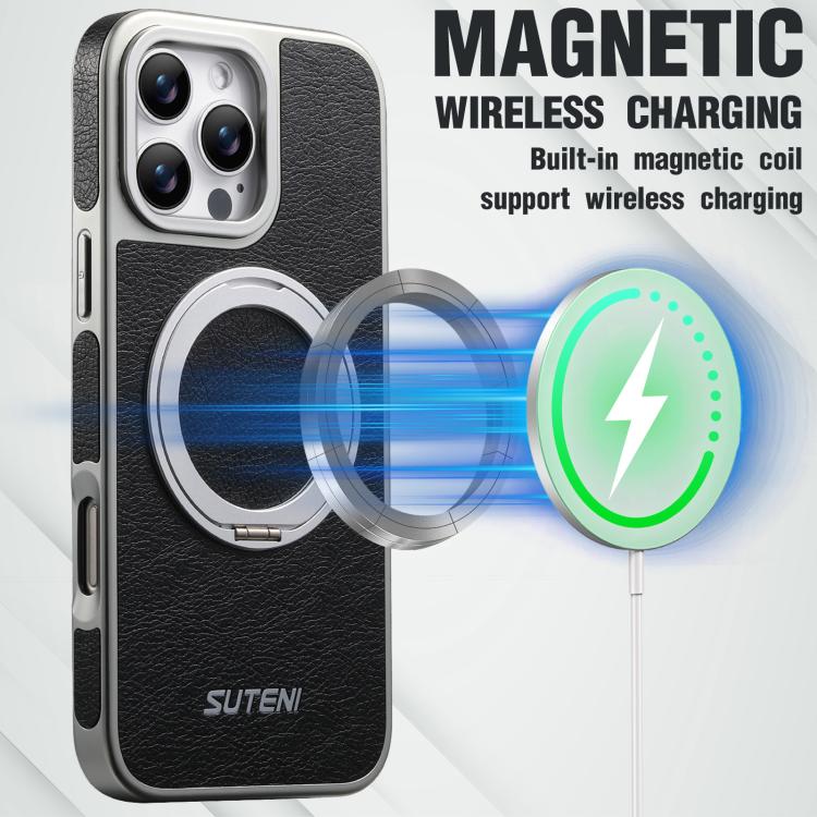 Capa para telemóvel Suteni G6 com textura Crazy Horse, suporte magnético rotativo 360 eletroplatinado, para iPhone 13 Pro Max, para iPhone 13 Pro