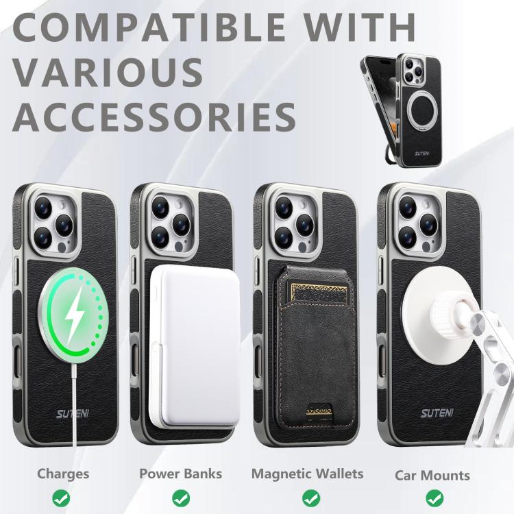 Capa para telemóvel Suteni G6 com textura Crazy Horse, suporte magnético rotativo 360 eletroplatinado, para iPhone 13 Pro Max, para iPhone 13 Pro