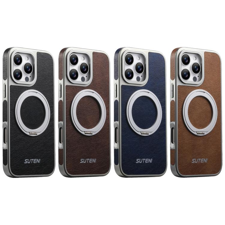 Capa para telemóvel Suteni G6 com textura Crazy Horse, suporte magnético rotativo 360 eletroplatinado, para iPhone 13 Pro Max, para iPhone 13 Pro