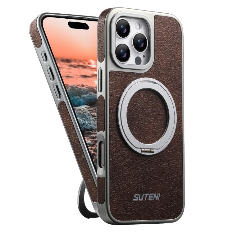 Capa para telemóvel Suteni G6 com textura Crazy Horse, suporte magnético rotativo 360 eletroplatinado, para iPhone 13 Pro Max, para iPhone 13 Pro