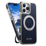 Capa para telemóvel Suteni G6 com textura Crazy Horse, suporte magnético rotativo 360 eletroplatinado, para iPhone 13 Pro Max, para iPhone 13 Pro