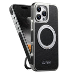 Capa para telemóvel Suteni G6 com textura Crazy Horse, suporte magnético rotativo 360 eletroplatinado, para iPhone 13 Pro Max, para iPhone 13 Pro