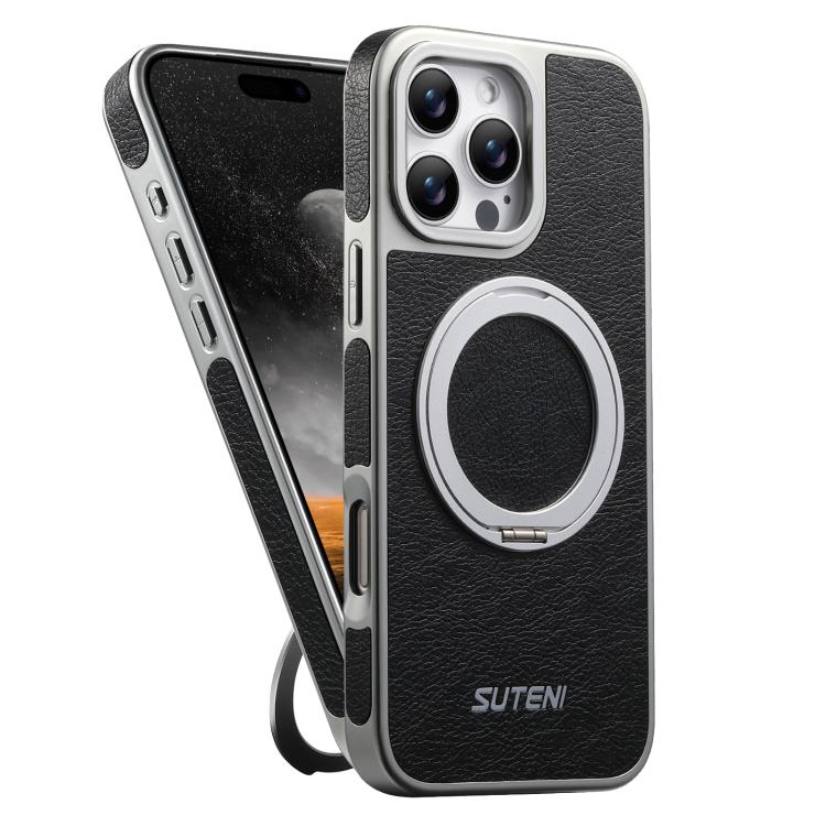 Capa para telemóvel Suteni G6 com textura Crazy Horse, suporte magnético rotativo 360 eletroplatinado, para iPhone 13 Pro Max, para iPhone 13 Pro