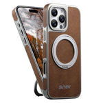 Capa para telemóvel Suteni G6 com textura Crazy Horse, suporte magnético rotativo 360 eletroplatinado, para iPhone 13 Pro Max, para iPhone 13 Pro
