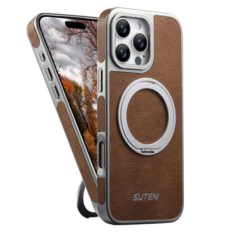 Capa para telemóvel Suteni G6 com textura Crazy Horse, suporte magnético rotativo 360 eletroplatinado, para iPhone 13 Pro Max, para iPhone 13 Pro