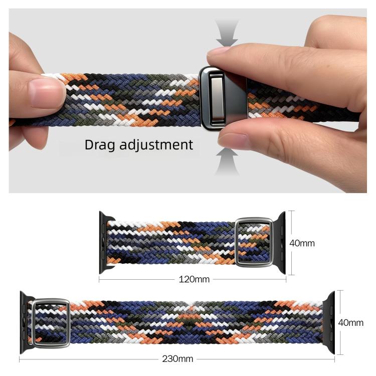 Pulseira de Relógio em Nylon Trançado com Fivela Magnética Estilo Moderno, Para Apple Watch 46mm / 49mm / 45mm / 44mm, Para Apple Watch 42mm / 41mm / 40mm / 38mm
