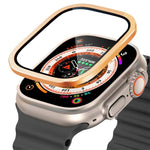 Película de Vidro Temperado com Moldura Metálica de Titânio para Relógio, Para Apple Watch Ultra 49mm
